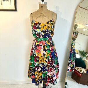 J Crew Women’s Colorful Abstract Silk Midi Dress Sz 4
